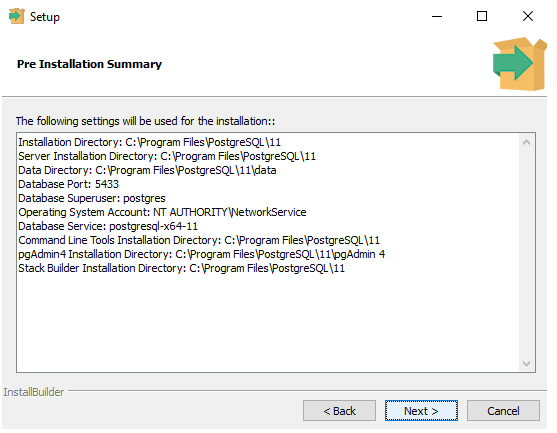 PostgreSQL Pre Installation Summery | tutorialandExample