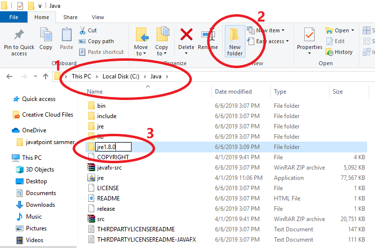 Create JRE New Sub Folder