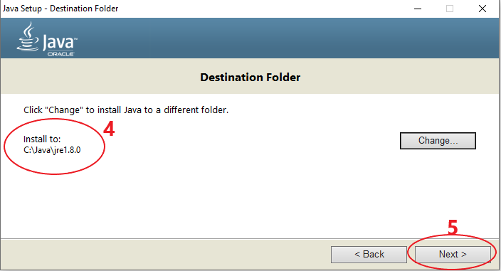 Java Setup Destination Folder