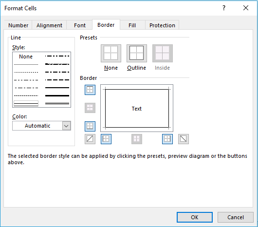 Border – When you want to create a border around your cell or a group of cells.