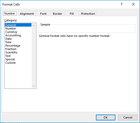 On clicking on Format Cells,