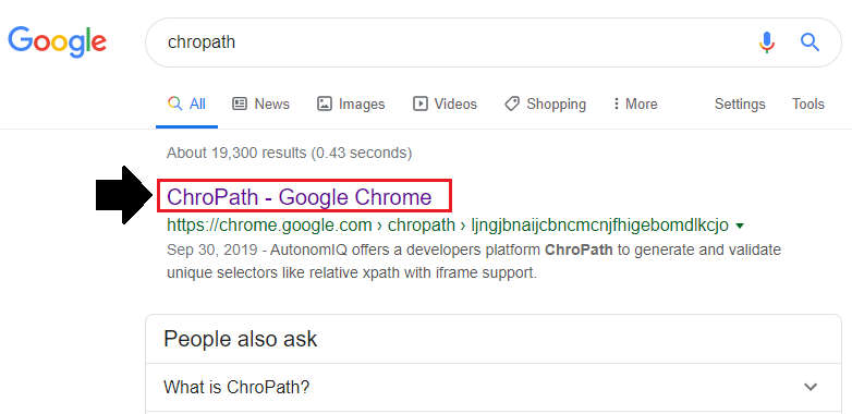 chropath in the Google search box 