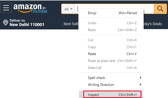  inspect the amazon search text box.