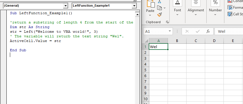 Excel VBA Left Function