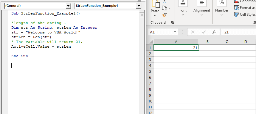 Excel VBA Len Function