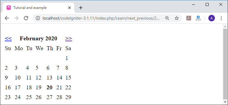 CodeIgniter Calendaring Library