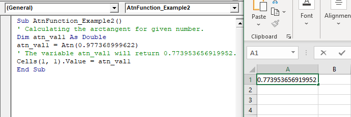 Excel VBA Atn Function