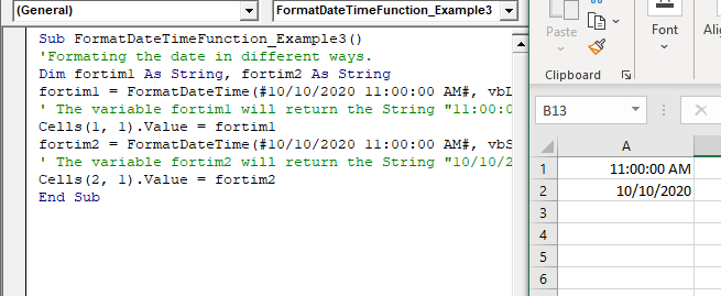 VBA FormatDateTime Function