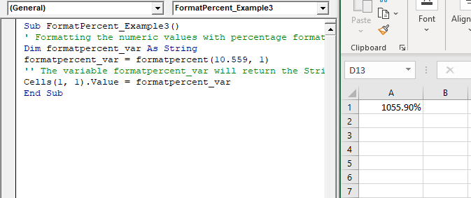 VBA FormatPercent Function