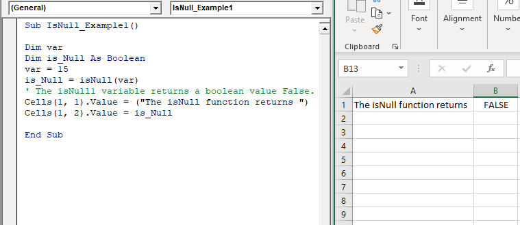 Excel VBA IsNull Function