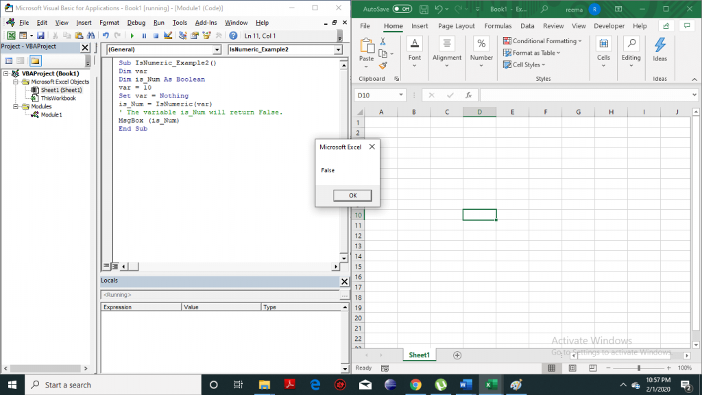 Excel VBA IsNumeric Function