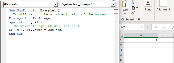 VBA Sgn Function