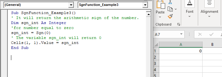 VBA Sgn Function