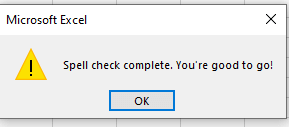 Spell Check in Excel