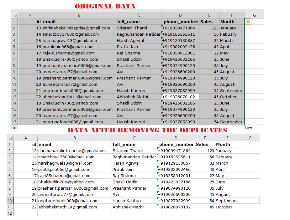 remove duplicate values from excel