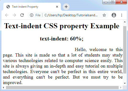 CSS Text-indent