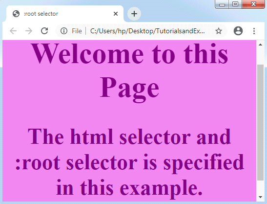 CSS :root selector 