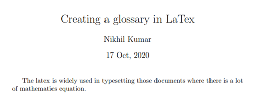 Index and Glossary in LaTex