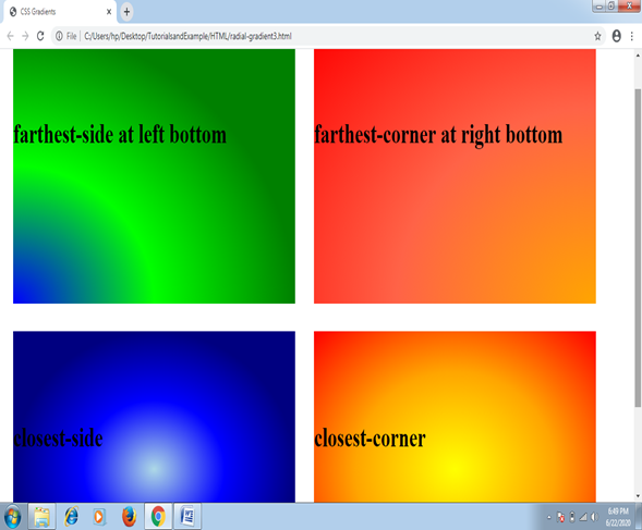 Radial-gradient() CSS function