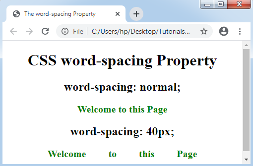 CSS Word-spacing
