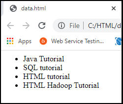 HTML Data Tag
