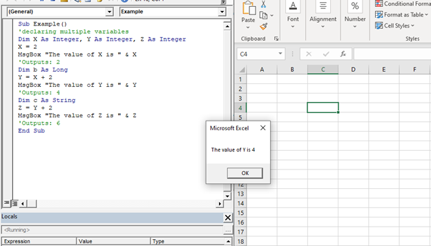 Declaring a Variable in VBA