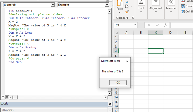 Declaring a Variable in VBA