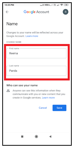 How to change the name in Gmail