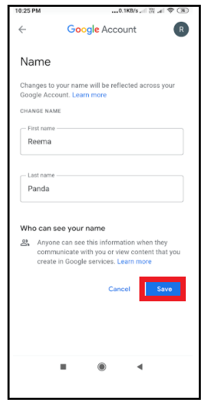 How to change the name in Gmail
