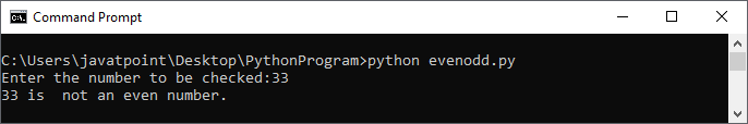Python program to find whether a given number is even or odd