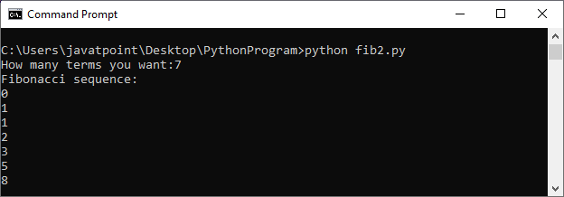 Python program to find Fibonacci series
