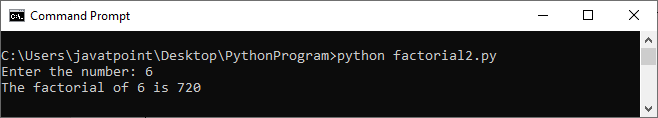Python program to find factorial of a given number